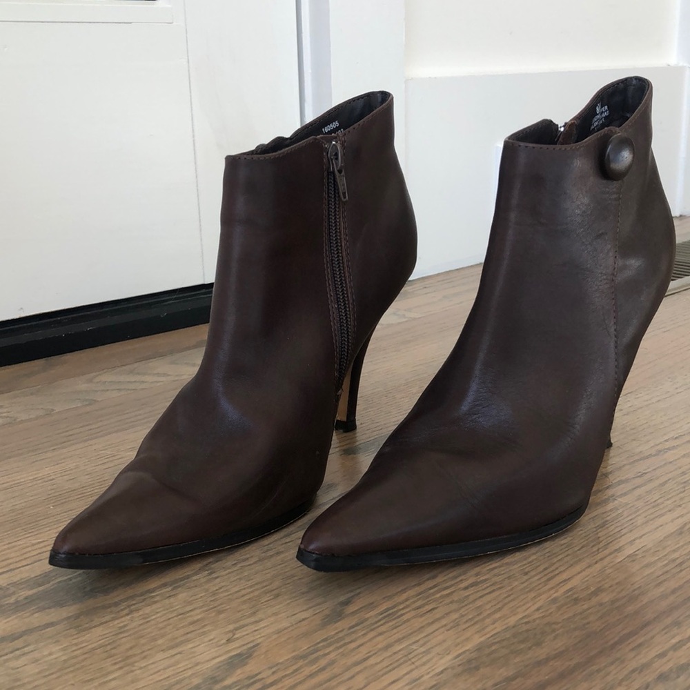 Dark brown leather booties-8.5